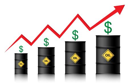 el precio del petróleo está subiendo. barriles de petróleo, dólar e infografía con una flecha ...