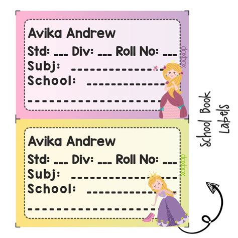 School Book Label - Cute Princess – Popup Kids