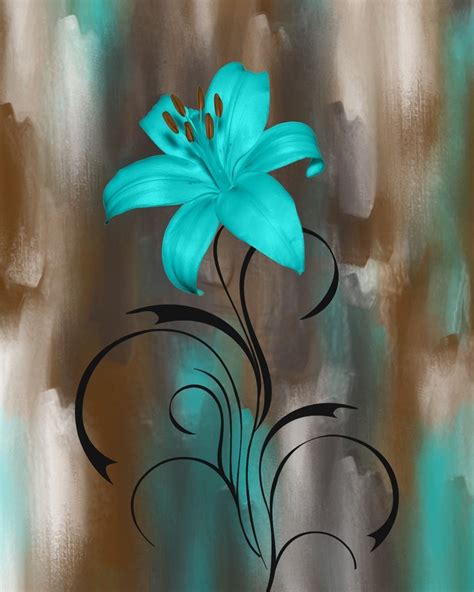 2024 Latest Teal Flower Canvas Wall Art