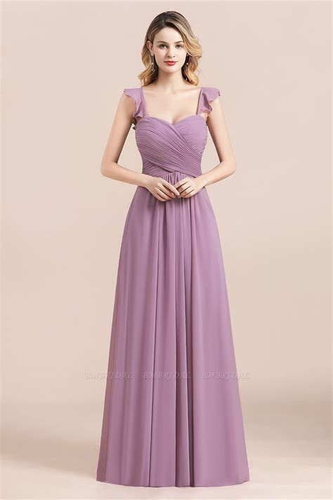 Glamorous Sweetheart Ruffle Wisteria Bridesmaid Dress | BmBridal Purple Grad Dresses, Lavendar ...