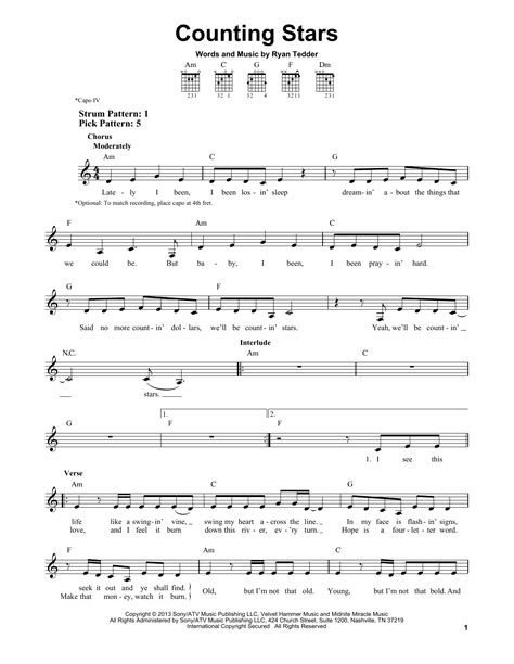 Counting Stars | Sheet Music Direct