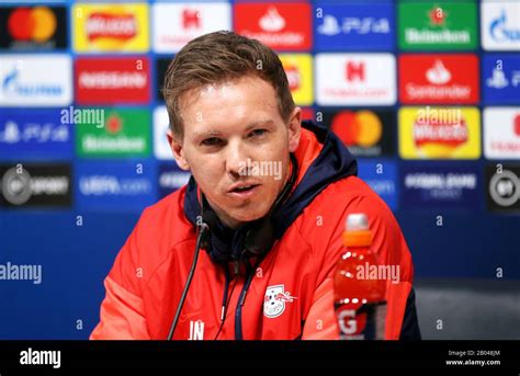 RB Leipzig manager Julian Nagelsmann during the press conference at Tottenham Hotspur Stadium ...