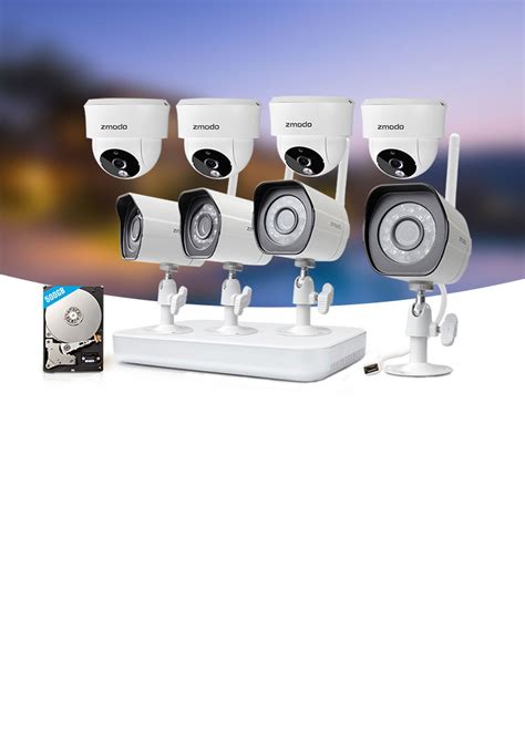 Zmodo Wireless WiFi Security System with 4 Indoor & 4 Outdoor HD Cameras