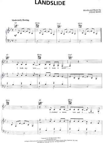 Landslide free sheet music by Stevie Nicks | Pianoshelf