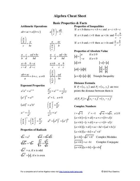 Image result for college algebra formula sheet | Algebra formulas, Algebra worksheets, Algebra ...