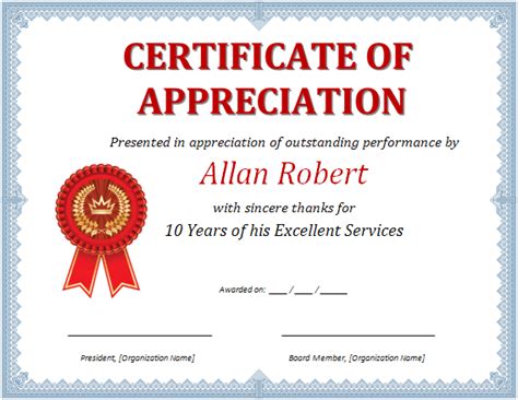 MS Word Certificate of Appreciation | Office Templates Online