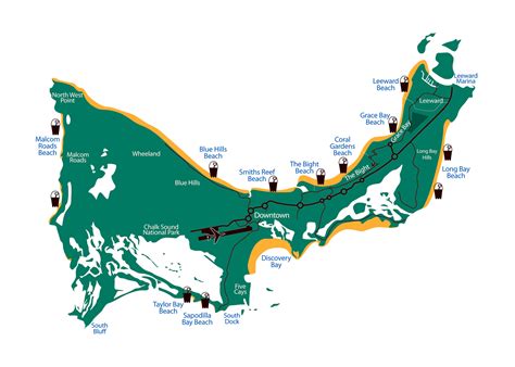 Large beaches map of Providenciales Island, Turks and Caicos Islands ...