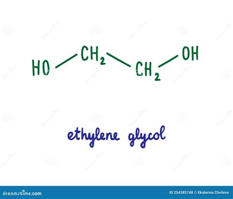 Ethylene Glycol Hand Drawn Vector Formula Chemical Structure Lettering ...