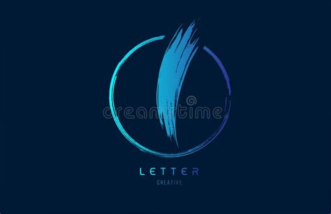 Blue Hand Grunge Brush Letter I Icon Logo with Circle. Alphabet Design for a Company Design ...