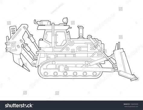 Bulldozer Technical Drawing Stock Vector (Royalty Free) 136600949 ...