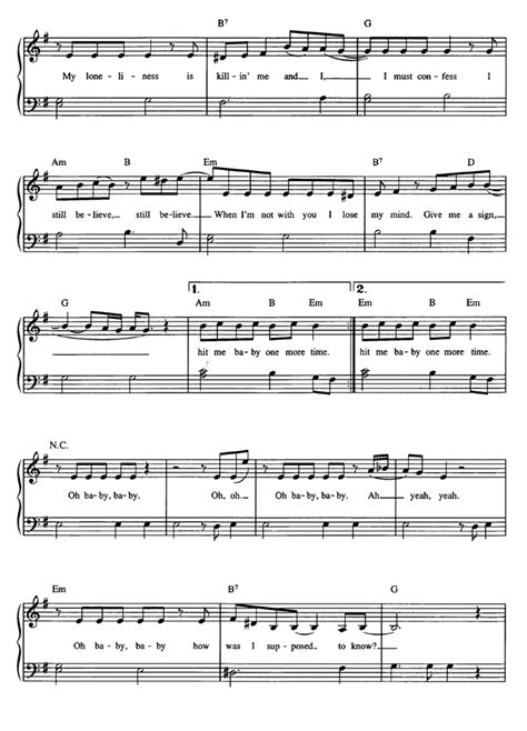 BABY ONE MORE TIME Piano Sheet music | Easy Sheet Music