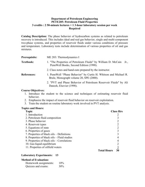 PETE 205: Petroleum Fluid Properties