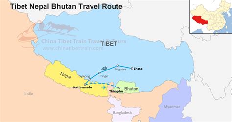 Tibet Nepal and Bhutan Travel Maps: Where is Tibet, Nepal and Bhutan ...