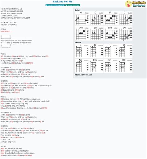 Chord: Rock and Roll Me - Melissa Etheridge - tab, song lyric, sheet, guitar, ukulele | chords.vip