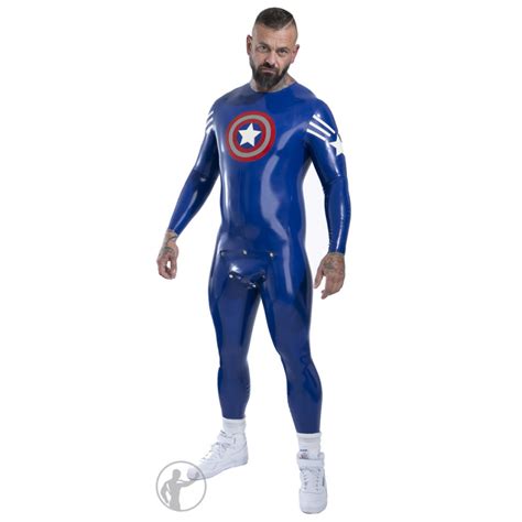 Rubber Captain America Superhero Catsuit