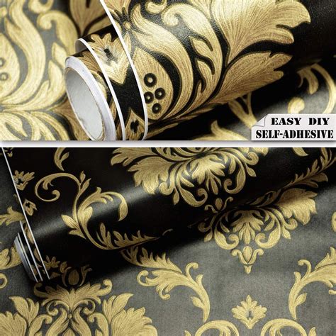 Black & Gold Damask Wallpaper