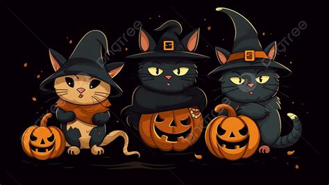 Halloween Cute Pumpkin Black Cat Background, Cartoon, Comics, Magic ...