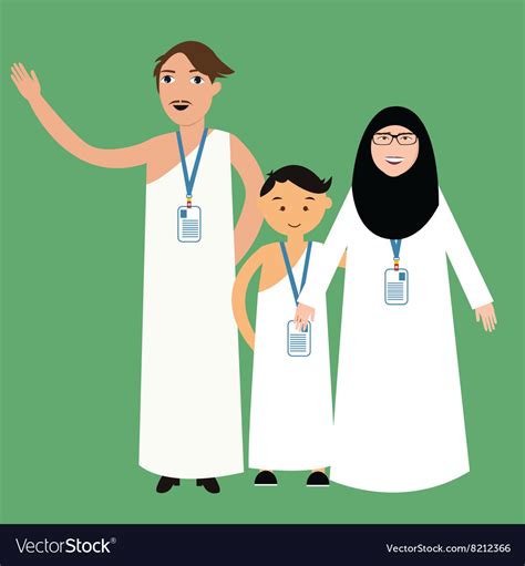 Family haj hajj pilgrim man father mother woman Vector Image