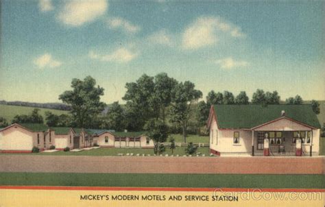 Mickey's Modern Motels and Service Station Harrisburg, PA Postcard