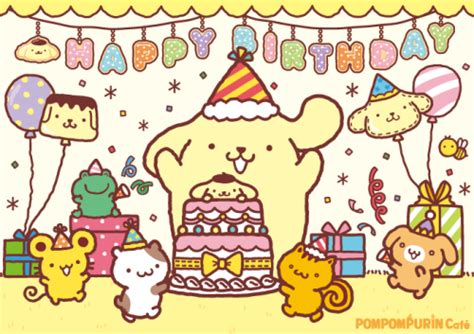 Sanrio: Pompompurin:) | Birthday illustration, Cute birthday wishes, Sanrio wallpaper