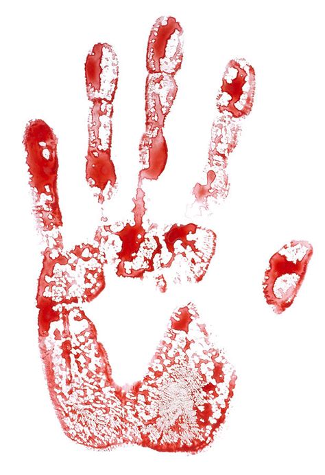 Isolated Bloody Handprint Drawing by Aleksandr Volkov