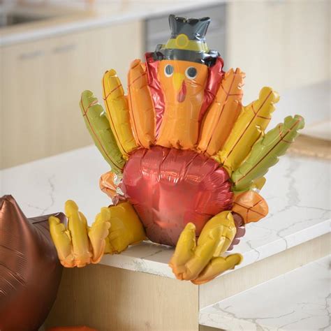 Thanksgiving Sitting Pilgrim Turkey Foil Balloon, 21in | Party City