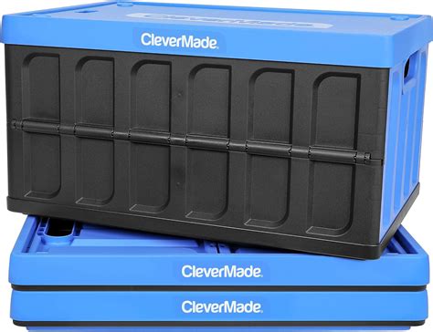 CleverMade 46L Collapsible Storage Bins with Lids - Folding Plastic Stackable Utility Crates ...