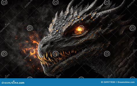 Black Fire Dragon Art stock illustration. Illustration of heat - 269977838