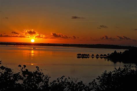 Bora Bora Sunset, orange, dusk, sunset, sea, beach, lagoon, bora bora ...