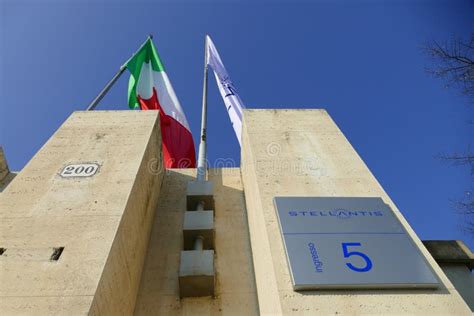 New Stellantis Automotive Corporation Logo Appear on Plate and Flags at ...