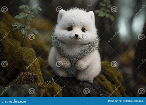 Beautiful Little Arctic Fox Cub in the Snow Stock Illustration ...