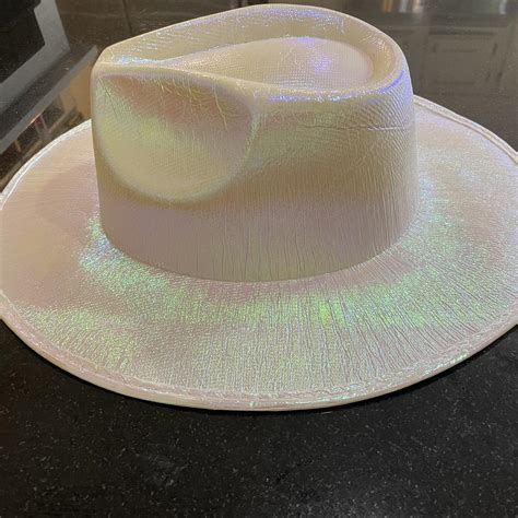 Iridescent white cowboy hat #cowgirl #cowboy #hat... - Depop