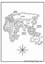 World Map Printable Coloring Page sketch template