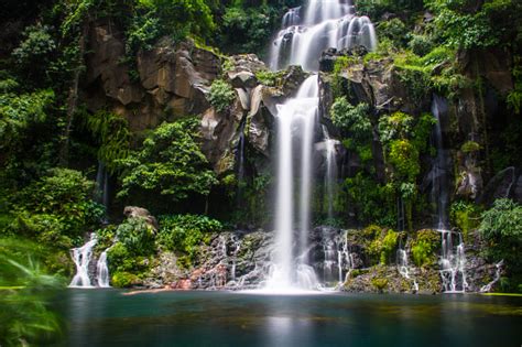 Beautiful Waterfall Of Reunion Island Stock Photo - Download Image Now - iStock