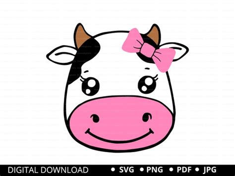 Cow Face for Girls Svg Cow Svg Cow Cut File Cow Head Farm - Etsy