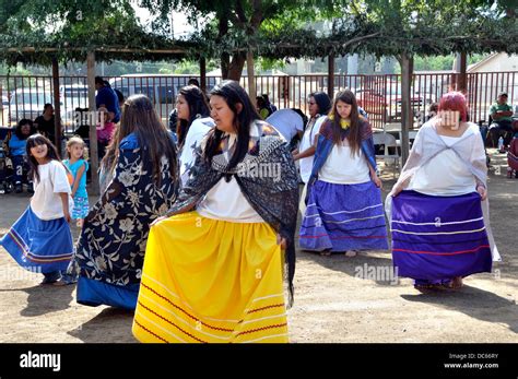 Young women of the Salt River Maricopa-Pima tribes dancing at the Cupa Days Festival on the Pala ...