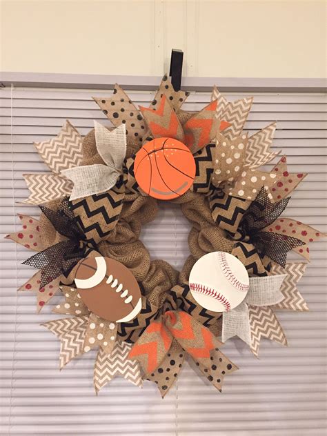 Burlap sports wreath | Sports wreaths, Door decorations, Door wreaths diy