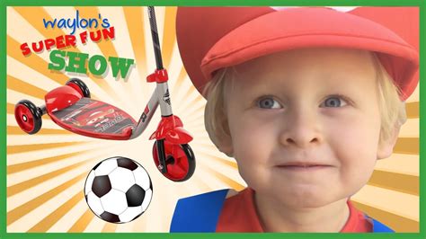 Mario Rides A Scooter And Plays Soccer Kid's Fun With Waylon's Super Fun Show - YouTube