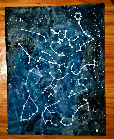 Watercolor constellations galaxy painting