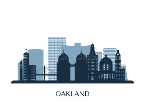 Oakland Skyline, Monochrome Silhouette. Stock Vector - Illustration of ...