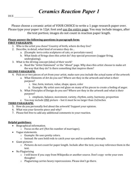 Reaction Paper Format