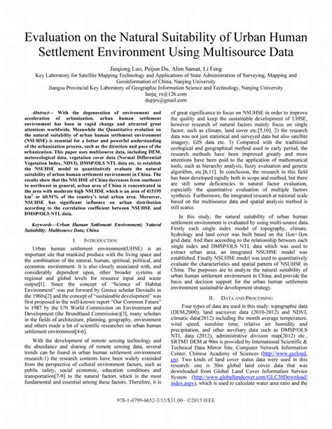 (PDF) Evaluation on the natural suitability of urban human settlement environment using ...