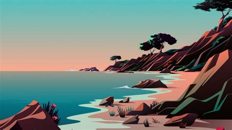 1360x768 Resolution Beach Minimalist Digital Art 5K Desktop Laptop HD ...