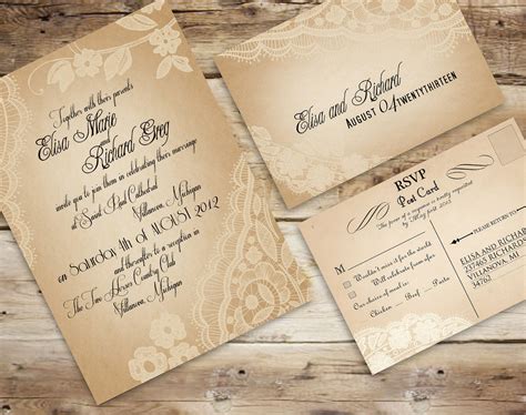 PRINTABLE vintage lace WEDDING INVITATION set by DesignedWithAmore