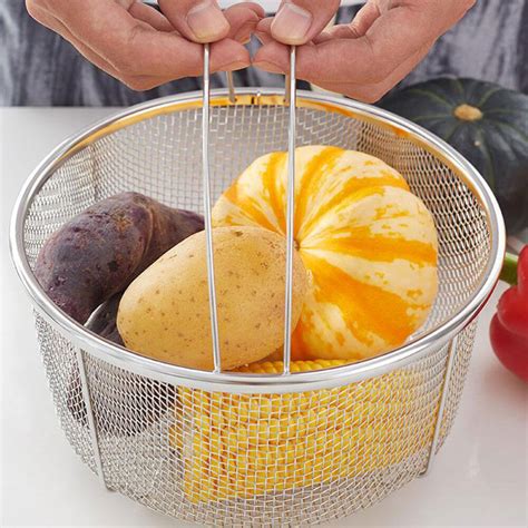 Chip Frying Basket Air Fryer Mesh Basket Steamer Insert Pans French Fries Basket | eBay