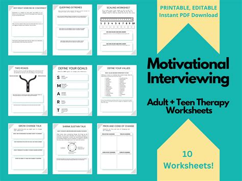 Motivational Interviewing Worksheet Bundle Adult Teen MI - Etsy Australia