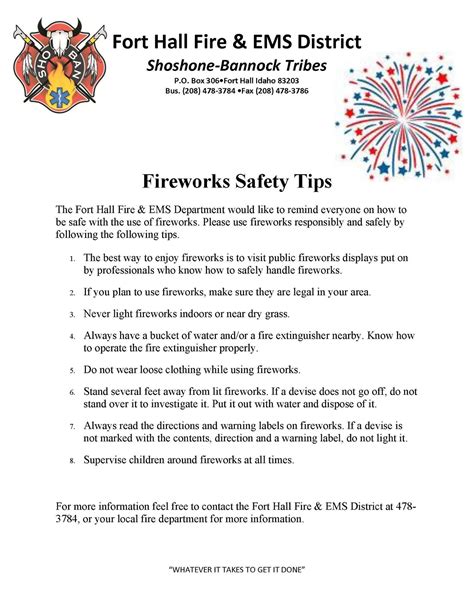 Fireworks Safety Tips | Shoshone-Bannock Tribes