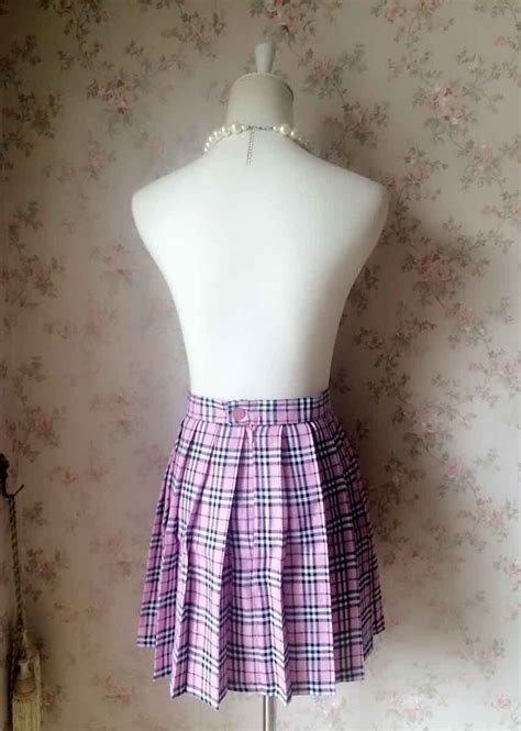 PINK Plaid Skirt Pleated Women Girl Mini Plaid Skirts Plus Size Pink ...