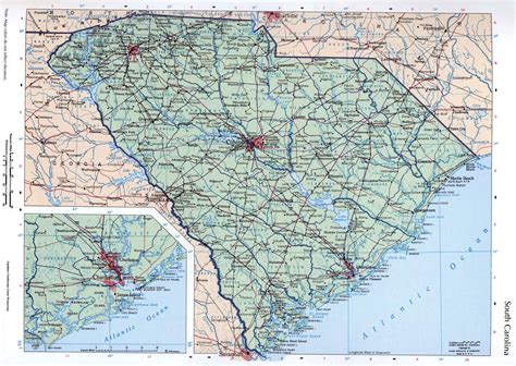 Large map of the state of South Carolina with cities, roads and highways | South Carolina state ...