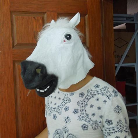 Creepy White Horse Head Mask Latex Halloween Party Mask Carnival ...